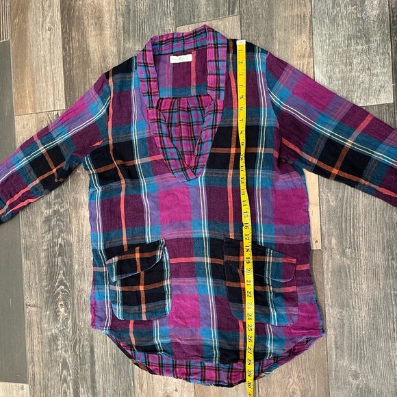 Natural Life Tunic Top Shirt Long Sleeve Colorful Plaid Pockets Boho Size Small - Picture 9 of 10